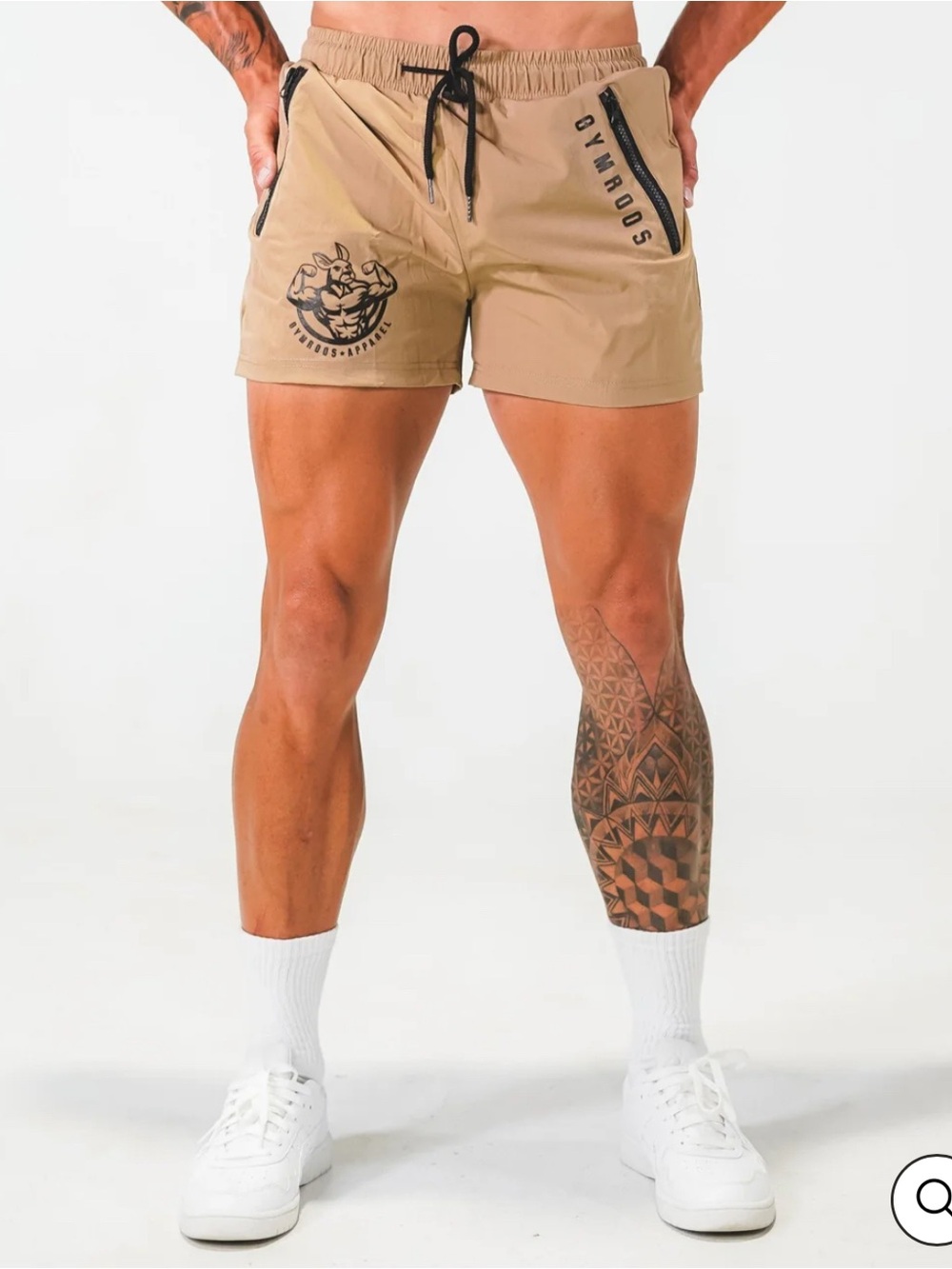 Gymroos Men's Beige Body Building Shorts - Picture 2 of 6